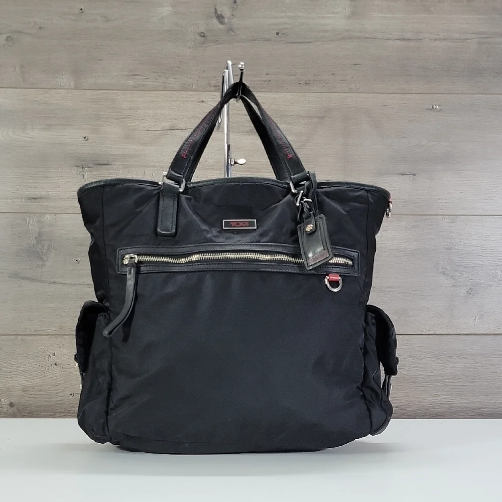 Tumi Black Nylon/Leather Tote with Dual Top Handles